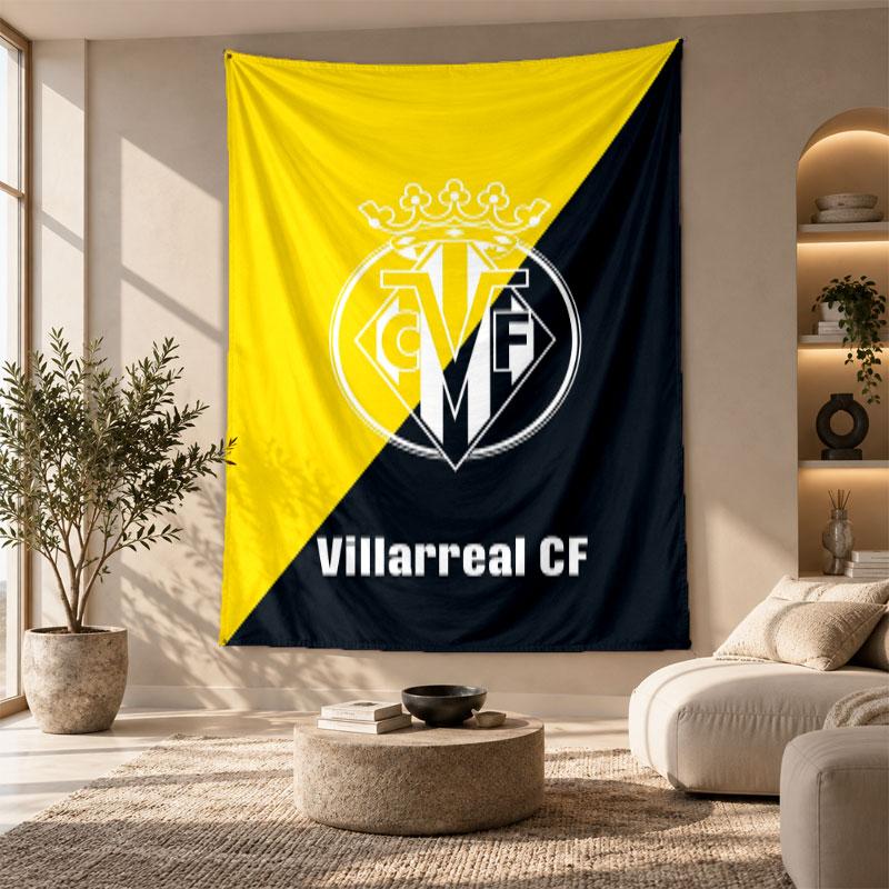 Decorative Tapestry,Villarreal FC Printed Wall Art, Lightweight Wall Hanging For Bedroom Background