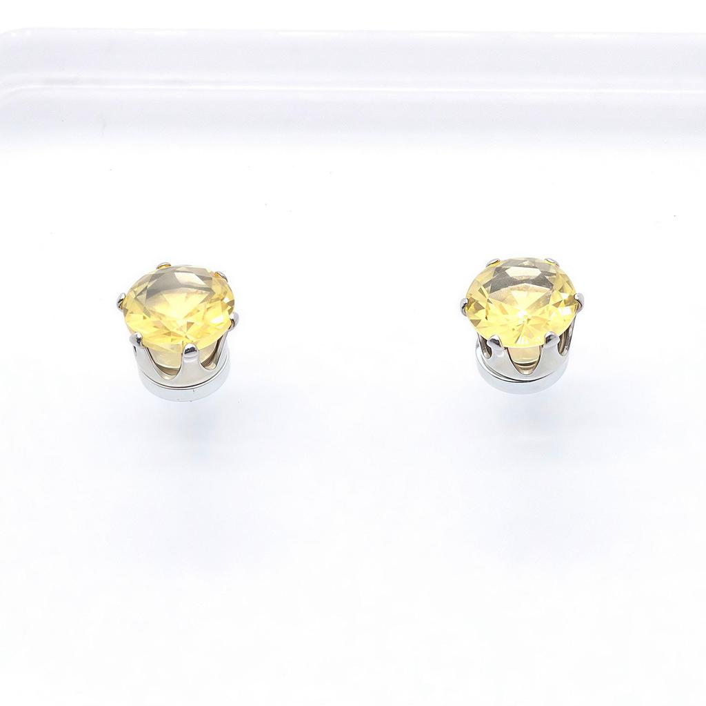Stainless Steel Zirconia Magnetic Ear Clip - No Piercing Needed, Sparkly Hole-Free Stud for Girls