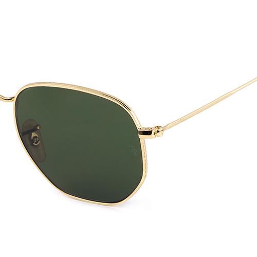 Ray-Ban Full Frame Round Polarized Sunglasses Unisex Gold Edge Dark Green Lenses 51mm