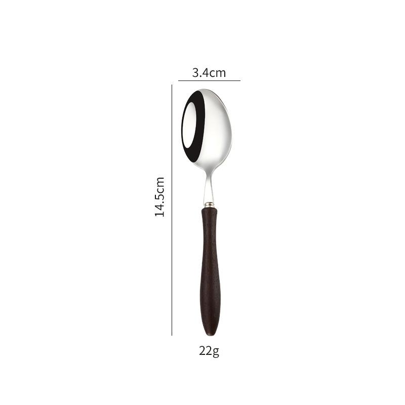 304 Stainless Steel Western Tableware Knife Fork Spoon Dessert Fork Spoon Solid Wood Handle Fork Spoon Steak Knife Restaurant