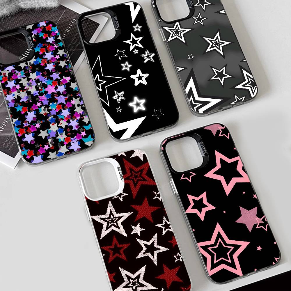 star phone case for iPhone 17 17Air 16 15 14 13 12 11 Pro Max Plus Colorful Silver