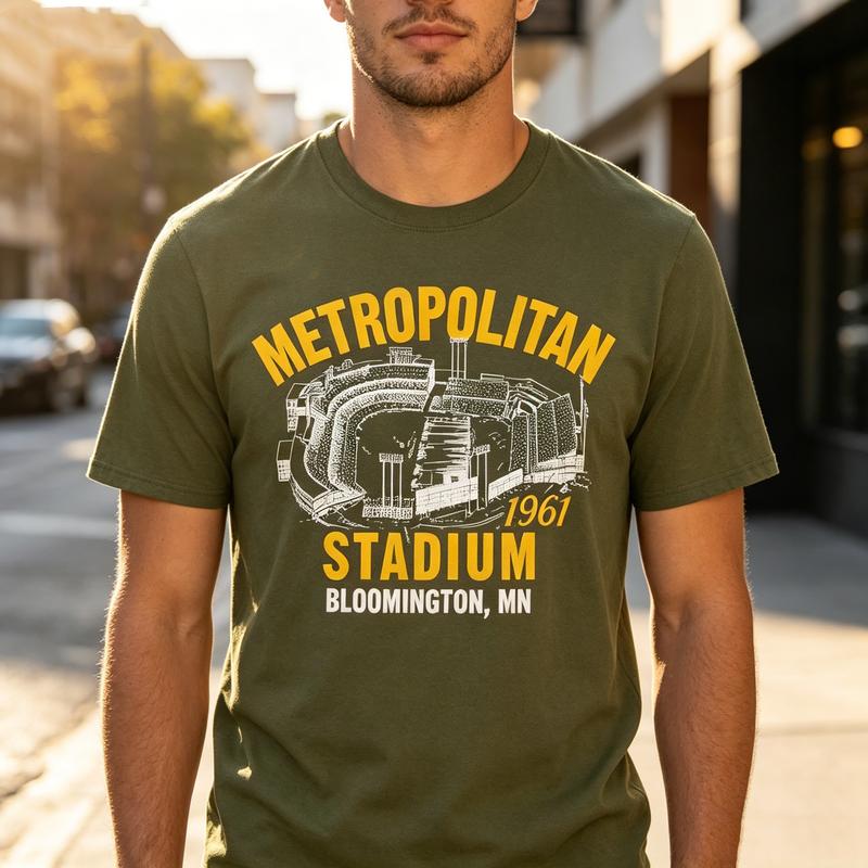 Vintage Minnesota Sports Tee Metropolitan Stadium Print Unisex Unisex Cotton Short Sleeve Trendy