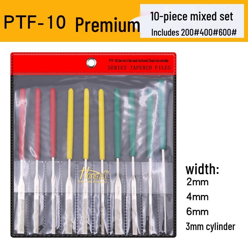 Diamond Sandstone Fine Flat Beveled File Set, Super Thin PTF-10 Alloy Files Hongyu PTF-10 Set
