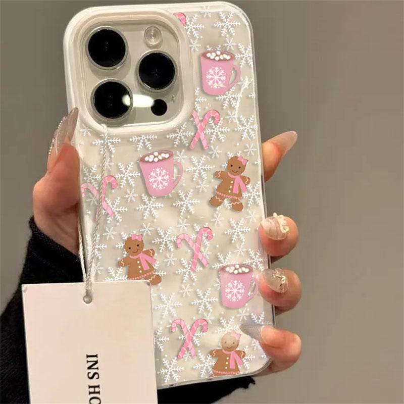 

Snowflake Gingerbread Man Phone Case For iPhone 17 Air 16 15 14 13 Pro Max 15 Plus 11 12 13 Pro Shockproof Soft Cover Christmas iPhone Air