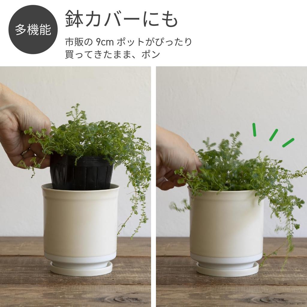 Leaf88 Hergestellt in Japan Hasami Ware Blumentopf mit Größe und Untertasse, 10,5x10,5cm, 3.5 (Türkisweiß)