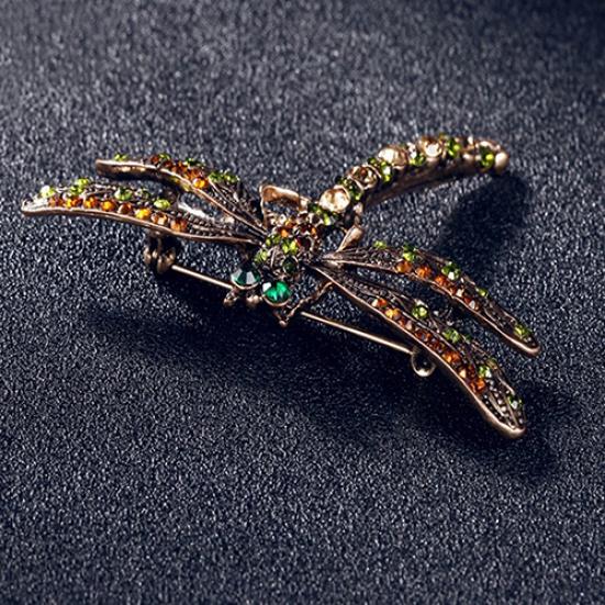 New Fashion Jewelry Women's Vintage Noble Dragonfly Crystal Scarf Pin Brooches