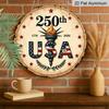 2D Flat, 1pc Round Aluminum Hanging Sign - USA 250th Anniversary 1776-2026 Vintage Metal Wall Art, Patriotic Liberty Torch & American Flag Design