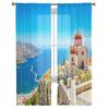 Schöne Aussicht auf die Kirche, transparente Vorhänge für Schlafzimmer, Wohnzimmer, Tüllvorhänge für Küchenfenster, Voile-Vorhänge