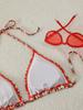 2025 European & American Three-Piece Knitted Bikini Set: Print Halter Neck & Short Skirt Swimwear for Women
