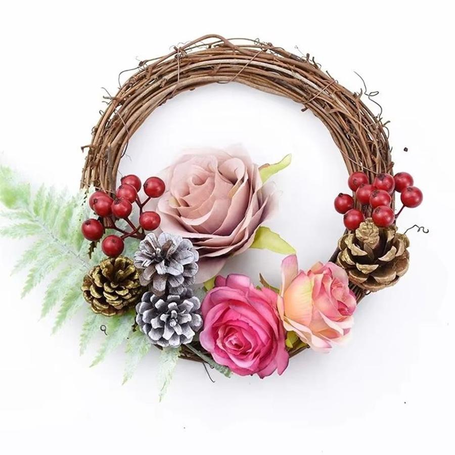10cm/15cm/20cm Artificial Vine Frame Home Wedding Frstival Christmas Outdoor Garden Decora DIY Gift Wreath Hanging Ornament Prop