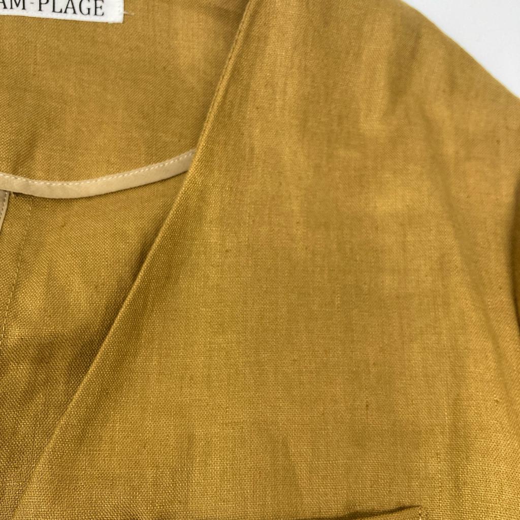 R'iam Plage Gold 19-010-922-6030 Linen Collarless Jacket Jacket 38 BrownUsed