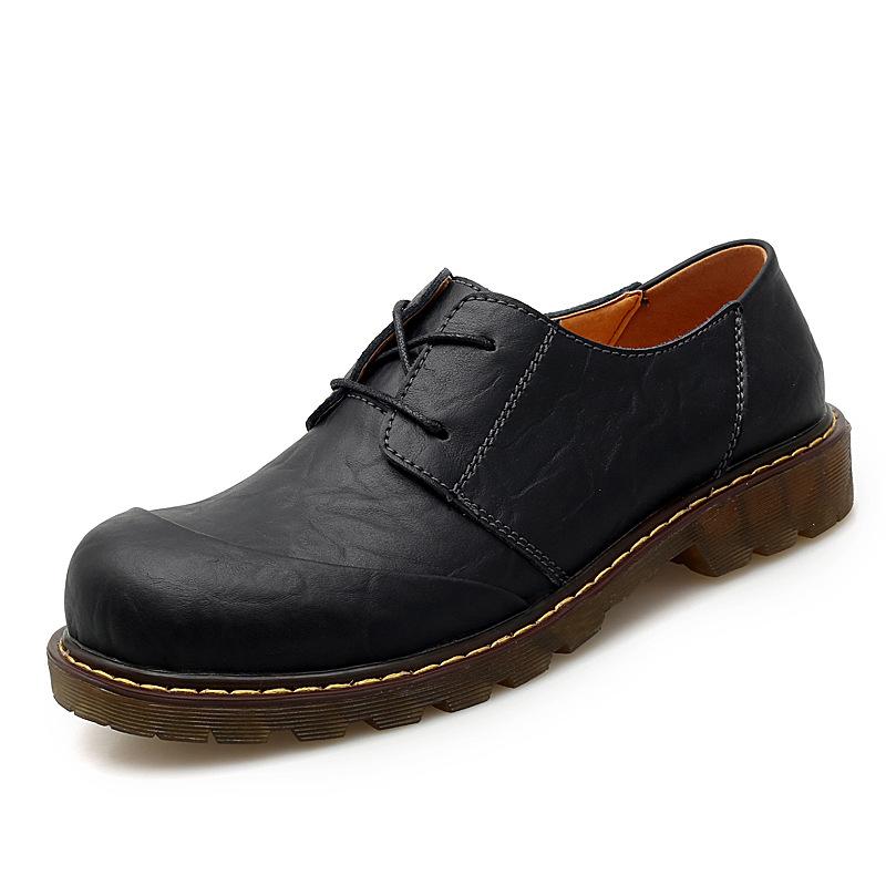 Plus Size Autumn and Winter Men's Leather round Head Retro Casual Shoes Leather Shoes Outdoor Shoes