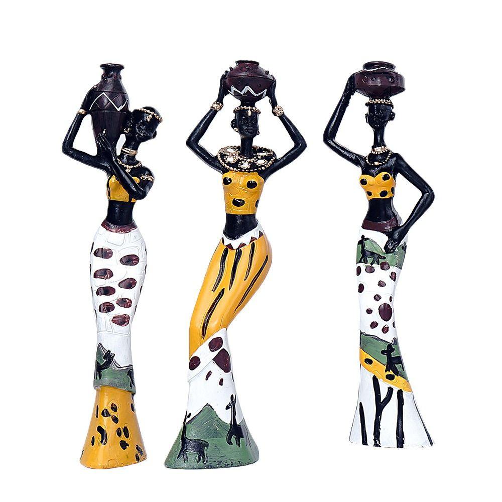 3pcs Figurines African Woman Sculpture Simulated Resin African Women Statue  Kids Birthday Gift