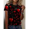 Summer Leopard Heart 3D Print T-Shirts Fashion Women's Round Neck Short Sleeve T Shirt Tees Harajuku Tops Female Clothing