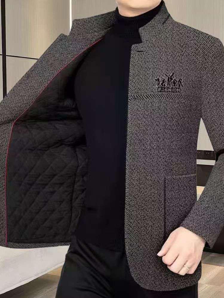 Herren Herbst/Winter Samt Slim Fit Stehkragen Jacke