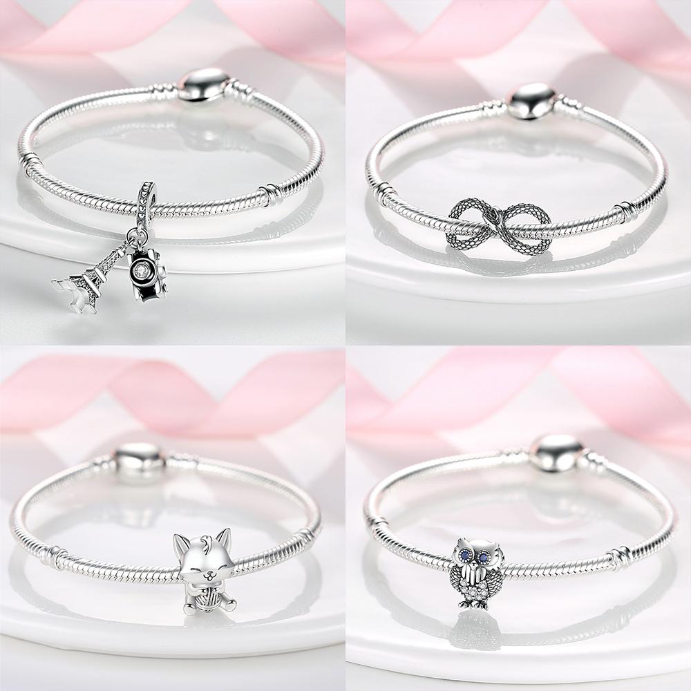 Original Inlaid Zircon Charm Beadscopper Color Love Heart Snake Dangle Bead Fit Bangle Bracelet Pendant Jewelry Fine Gift