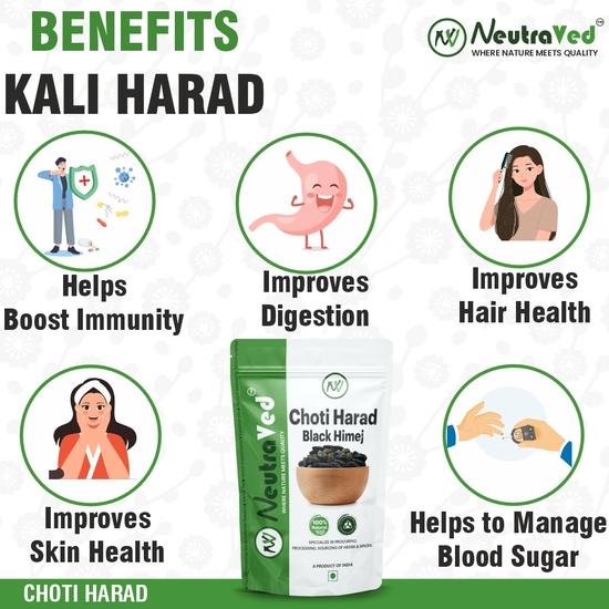 NeutraVed Choti Harad, Kali Harad, Black Himej, Myrobalan, Terminalia Chebula Small Hard Whole - 200g