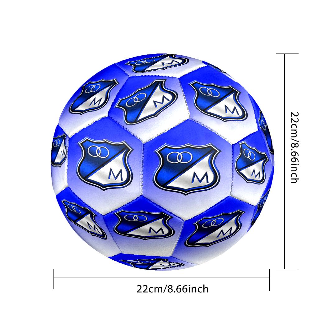 Blue Shield Emblem Millo-narios Size 5 Soccer Balls, Anti-Slip, Protective Football, Outdoor Sport, a Unique Gift Suitable for Him/her, Birthdays