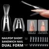 Reusable Coffin Nail Dual Forms 240pcs Acrylic Gel Extension Mold Kit Manicure Tool For Home or Salon Professional Use