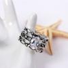 Decoration European and American Trendy Ring Set, Retro Hollow Diamond Ring Set of 3 Pieces