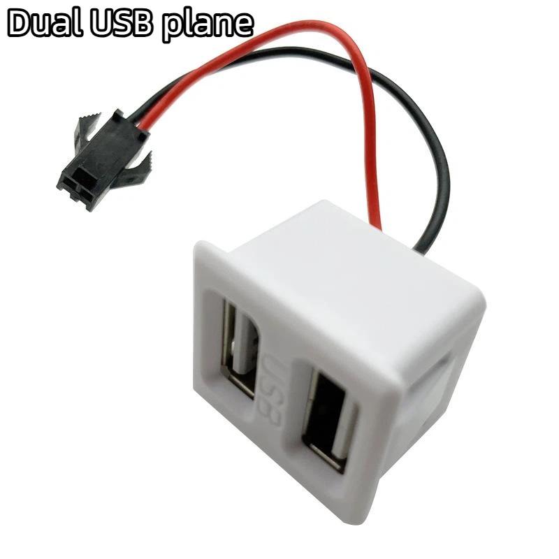Dual Port USB C Charging Power Socket Double Layer Female Base Fast Charging with USB Reading Lamp for Travel Use