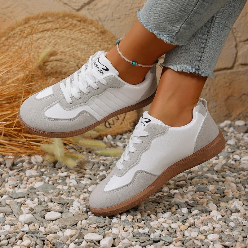 Fashion Women Flat Sneakers Spring and Autumn Fashion Mixed Colors Lace-Up Sport Shoes Comfortable Non Slip Casual Shoes Trainers Female