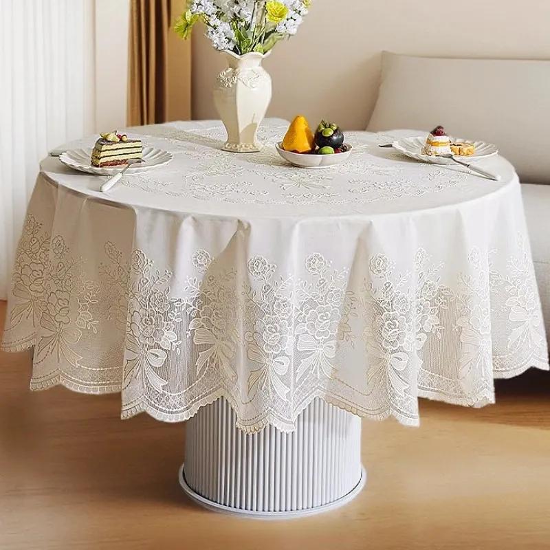Tablecloth Simple Modern Waterproof And Dust-Proof Round Restaurant Anti-Scalding Tablecloth High-End Light Luxury Household