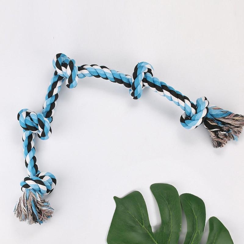 Strong Braided Dog Rope Toy with 5 Knots for Aggressive Chewer Interaction Teething Chewing Indoor Outdoor Exercise Toy