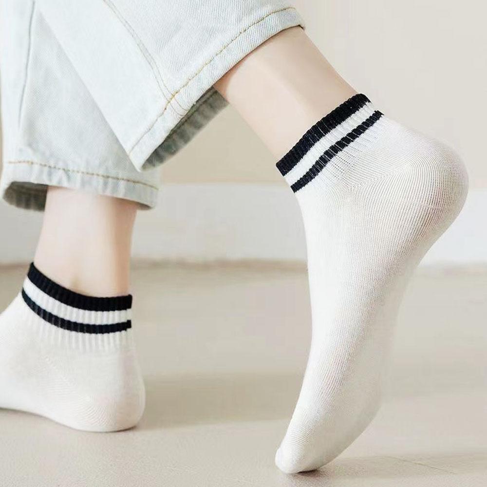 5 Paia Calzini Corti a Righe da Donna Cotone Antiscivolo Calzini Sportivi Y2K Traspiranti Moda Streetwear Harajuku per Palestra & Uso Quotidiano