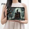 Tragbare Schreibwaren-Organizer-Aufbewahrungstasche, Halloween-Musterdruck, Langlebige Canvas-Reißverschluss-Kleine Zubehörtasche Reise-Kulturbeutel, für Make-up