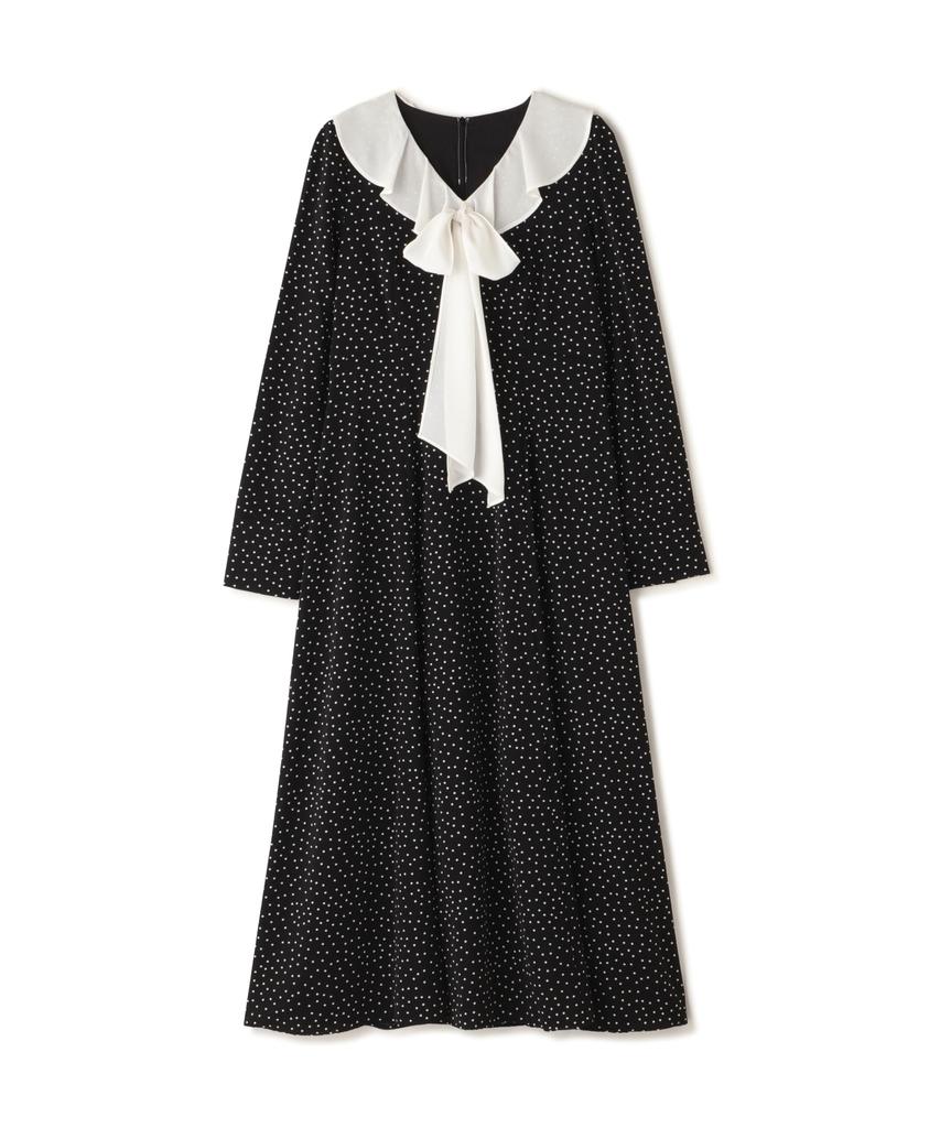 Natural Beauty Basic Casual Frill Color Dot Black Base Women's Dress, Dress,