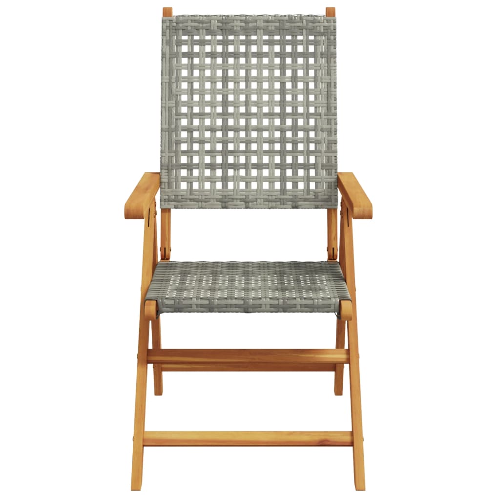 Adjustable Garden Chair 4 Pcs Grey Poly Rattan Solid Wood