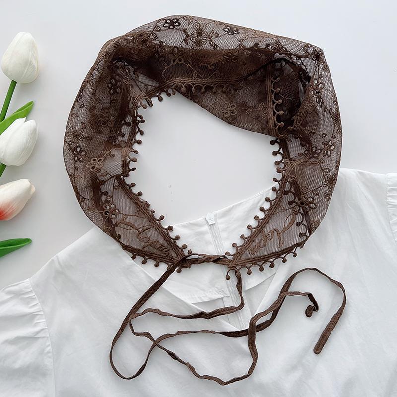 Korean version of idyllic fashion Spice Girl crochet triangle scarf headscarf women's bag head spring and summer headband lace French square scarf