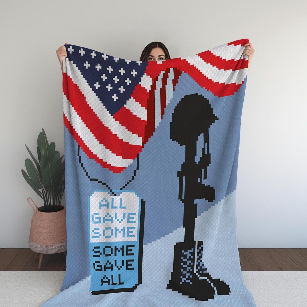 American Flag Crochet Blanket Pattern: Battlefield Cross C2C (Digital Pattern)