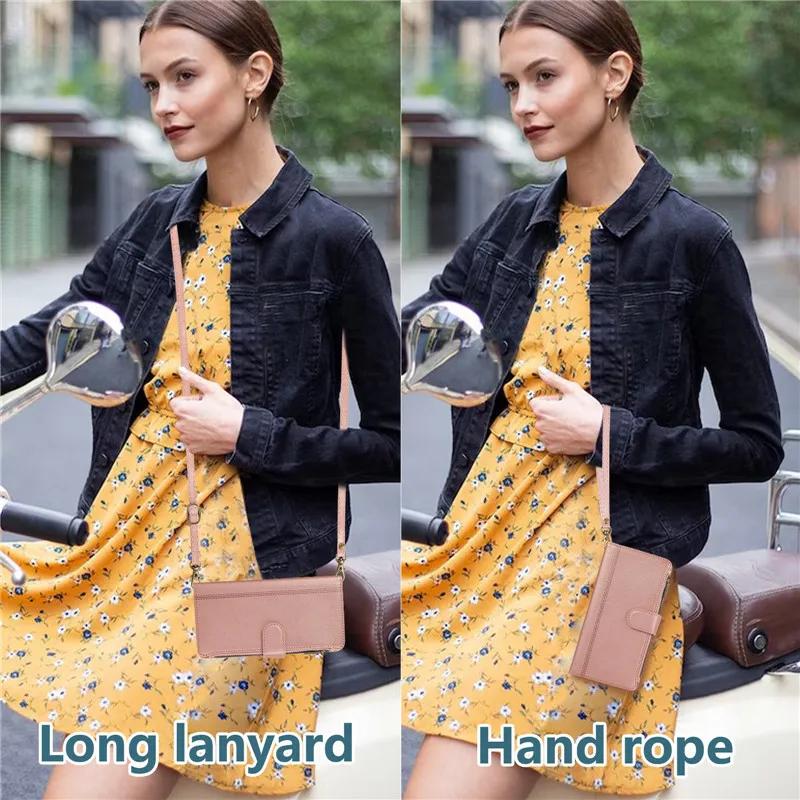 Long Lanyard Zipper Wallet Card Phone Case For iPhone 17 Pro Max Air 16E 16 Plus 15 14 13 12 11 XS XR X Flip Leather Cover Coque