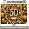 Black Golden 50th Birthday Banner, Luxurious Backdrop Wall Decor for Party