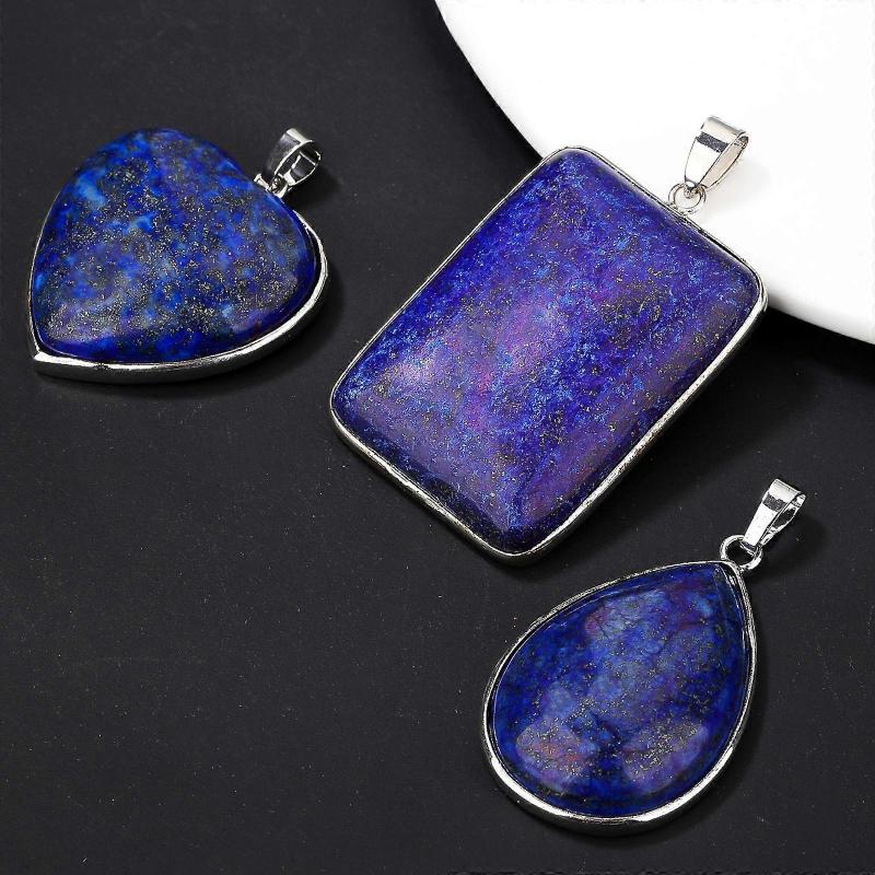 Unique Blue Lapis Lazuli Gemstones Necklace Pendant Comfortable Daily Wear Accessory Jewelry Making Accessories Multicolor