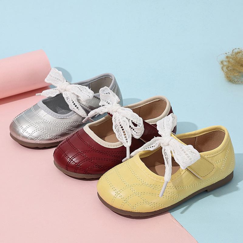 Mädchen-Schleifen-Leder-Prinzessinnenschuhe - Koreanischer Stil, Weiche Sohle, Trendige Single-Schuhe für Frühling/Herbst