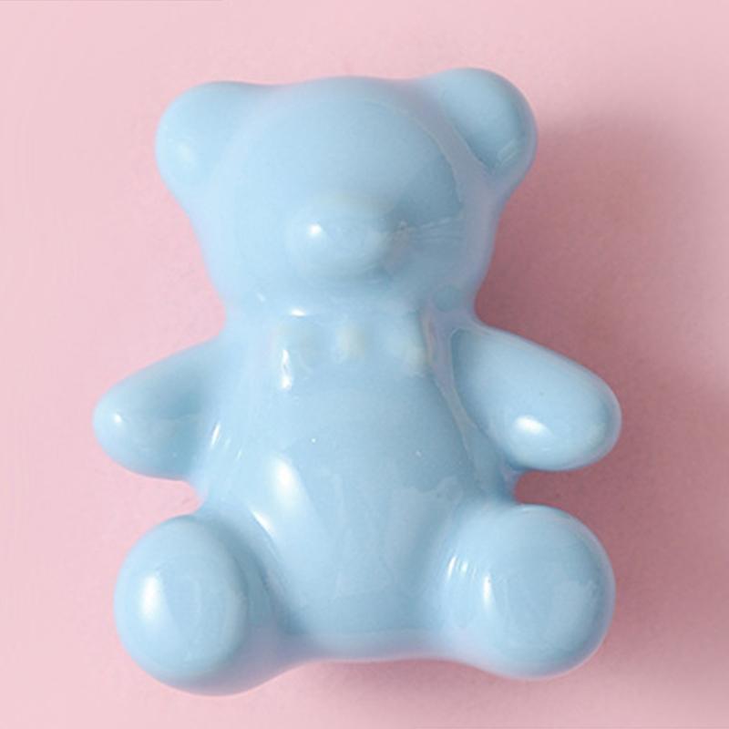 1pc Cute Teddy Bear Handle Cartoon Wardrobe Door Cupboard Furniture Drawer Cartoon Single Hole Handle for Children's Room