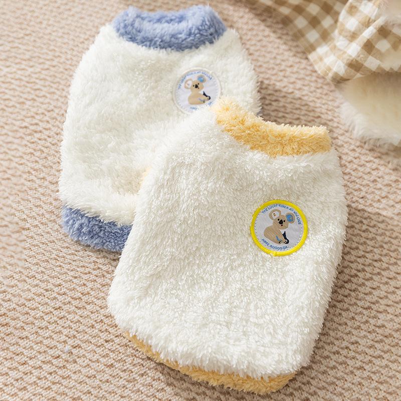 New Autumn and Winter Cat Warm Fleece Simple Koala Bear Sticker Two-legged Pet Clothes