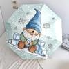 Cartoon Snowman Pattern, Automatic Folding Umbrella, Portable and Foldable Design, 8 Ribs, a Christmas or Birthday Gift.