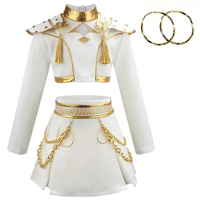 Girls Halloween Carnival Idol Roleplay Suit KPop Singer Zoe Cosplay Costume Wig Prop Set Kids Birthday Party Anime Clothing