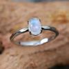 Classic 925 Sterling Silver Oval Moonstone Rings for Women Girls Luxury Four Claw Band Jewelry Lover Gift