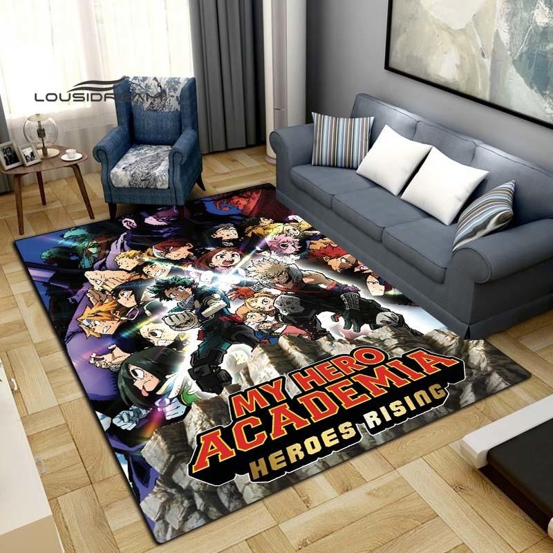 Meu herói academia tapetes moda 3d impressão anime sala de estar quarto grande área tapete macio casa quarto das crianças bonito tapete