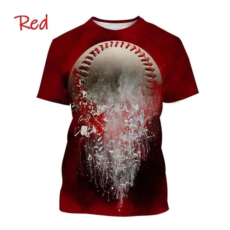 Hot Sale Baseball Pattern Printing Personality 3D T-shirt Sports Softball Unisex Harajuku Quick-drying Short-sleeved T Shirt Top