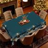 Christmas Theme Blue Round/Rectangular Tablecloth Snow Christmas Tree Pattern, Table Decoration Cloth Festive Atmosphere