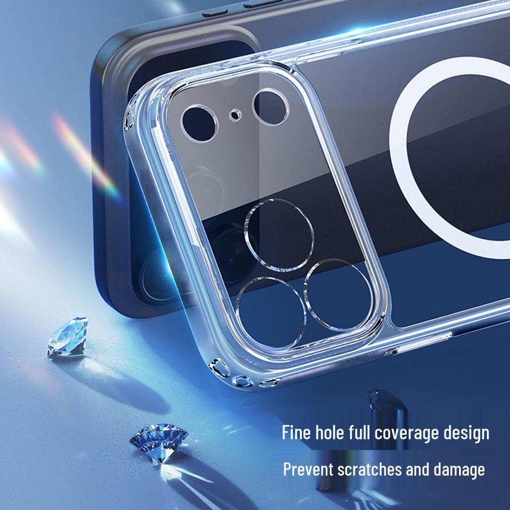 Transparent Magnetic Phone Case for Apple 17 Pro Max - Full Coverage, Drop Protection, and Wireless Charging Compatible