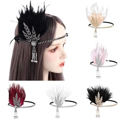 Schwarze Pailletten Feder Kopfschmuck Diamant Feder Koreanischer Stil Stirnband Cosplay Event