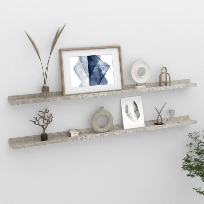 VidaXL Étagères murales 2 pcs Gris béton 115x9x3 cm