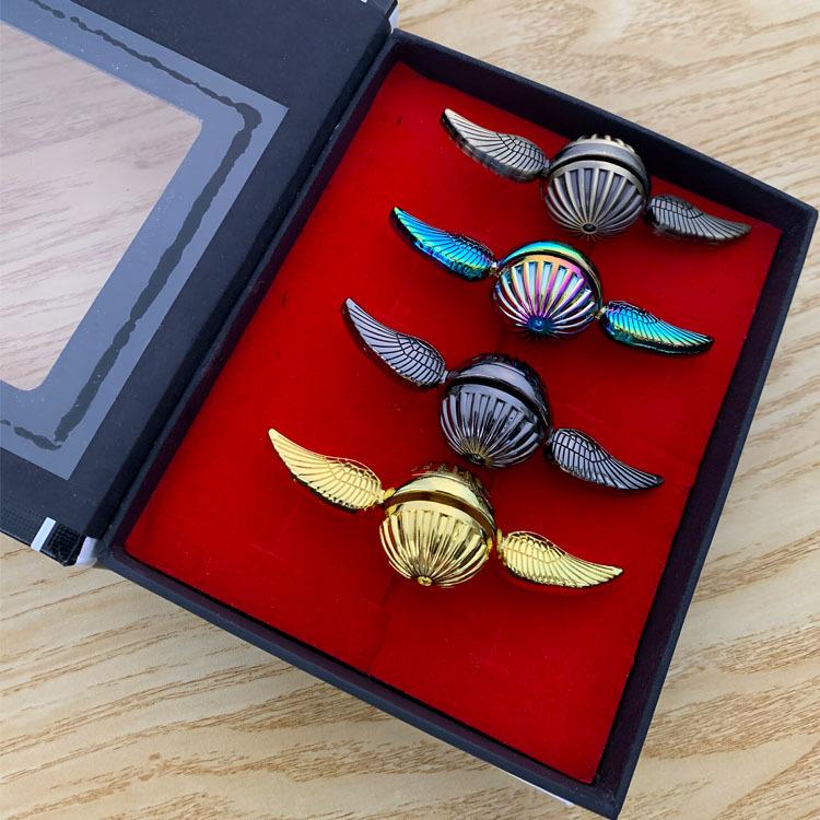 Golden Snitch Spiral Decompression Toy: Mechanical Finger Spinner with Angel Wings